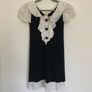 LM Lulu Paris Black and White Lace Dress Size M